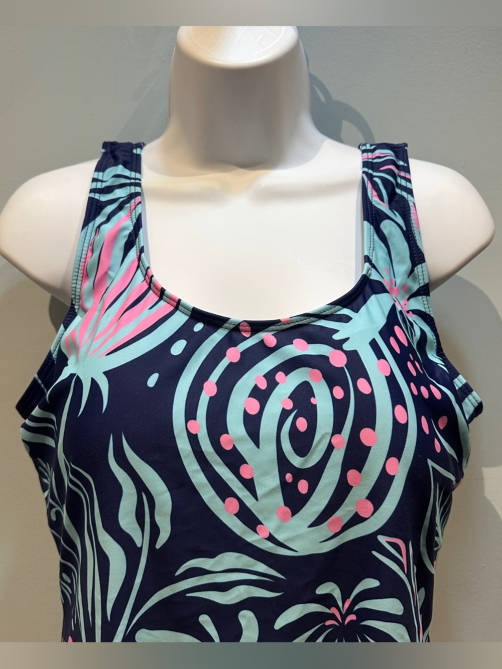 Blue and Pink Floral One-Piece Swimsuit XXL NWOT - Picture 4 of 14